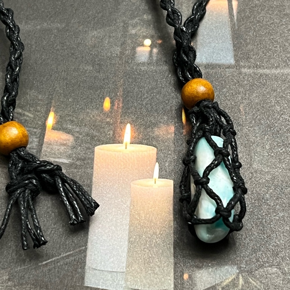 New Amazonite Macrame Necklace - image 1